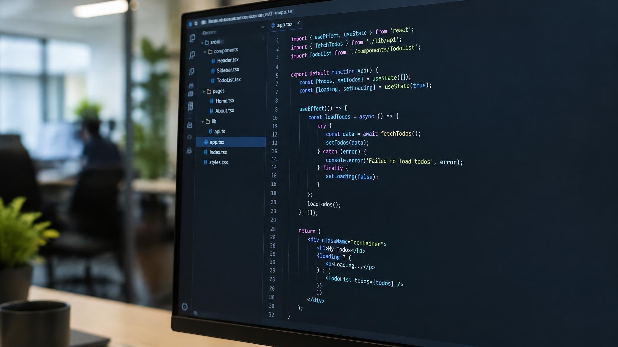 Lines of source code displayed on a dark monitor